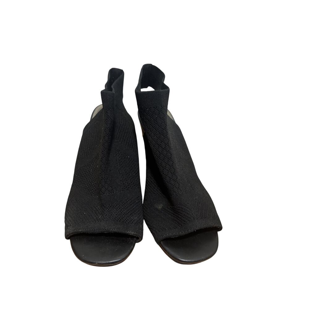 Onex Black Peep Toe Knit Stretch Heels Size 8 M - Picture 3 of 8